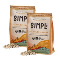 SIMPLi front packaging showing sustainable certifications and organic label benefits