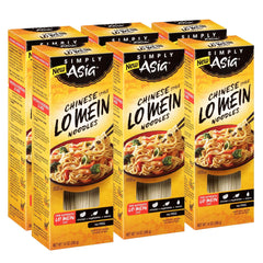 Simply Asia front package showing 14 oz lo mein noodles and convenience