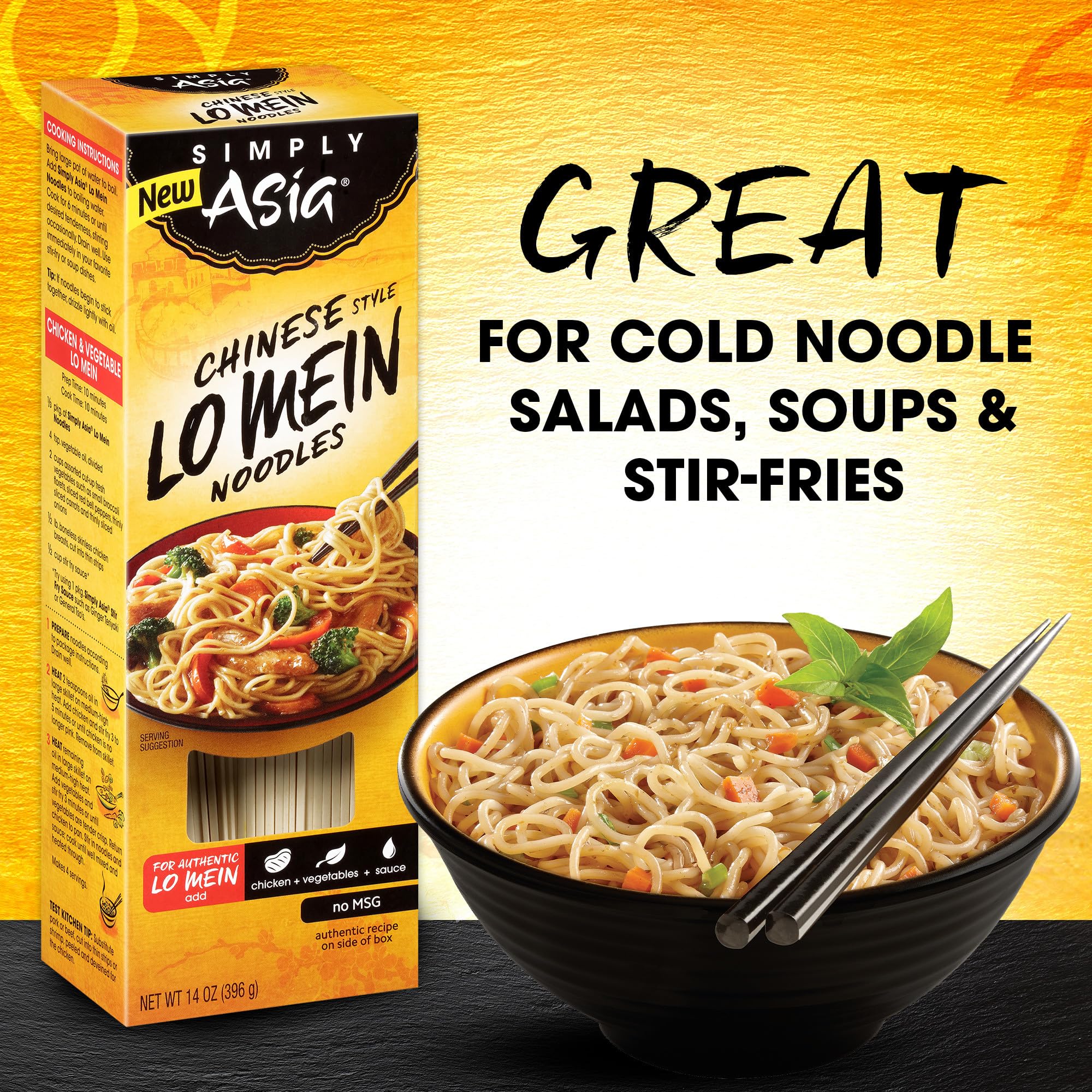 Simply Asia noodle strand texture close-up highlights sauce absorption