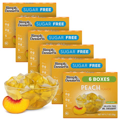 Simply Delish front packaging showing peach jel pack and benefits