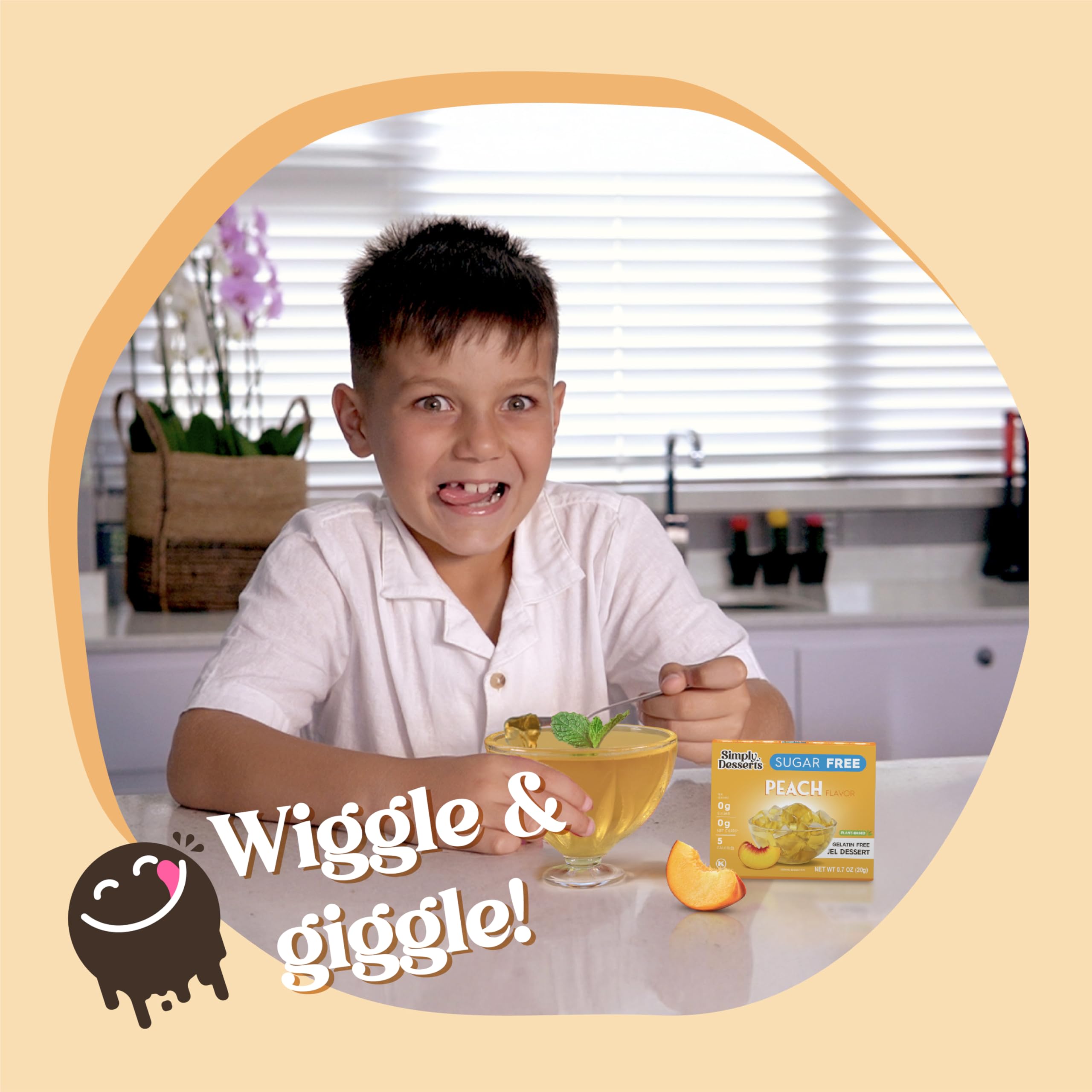 Simply Delish jel served with fresh peach slices for natural flavor boost