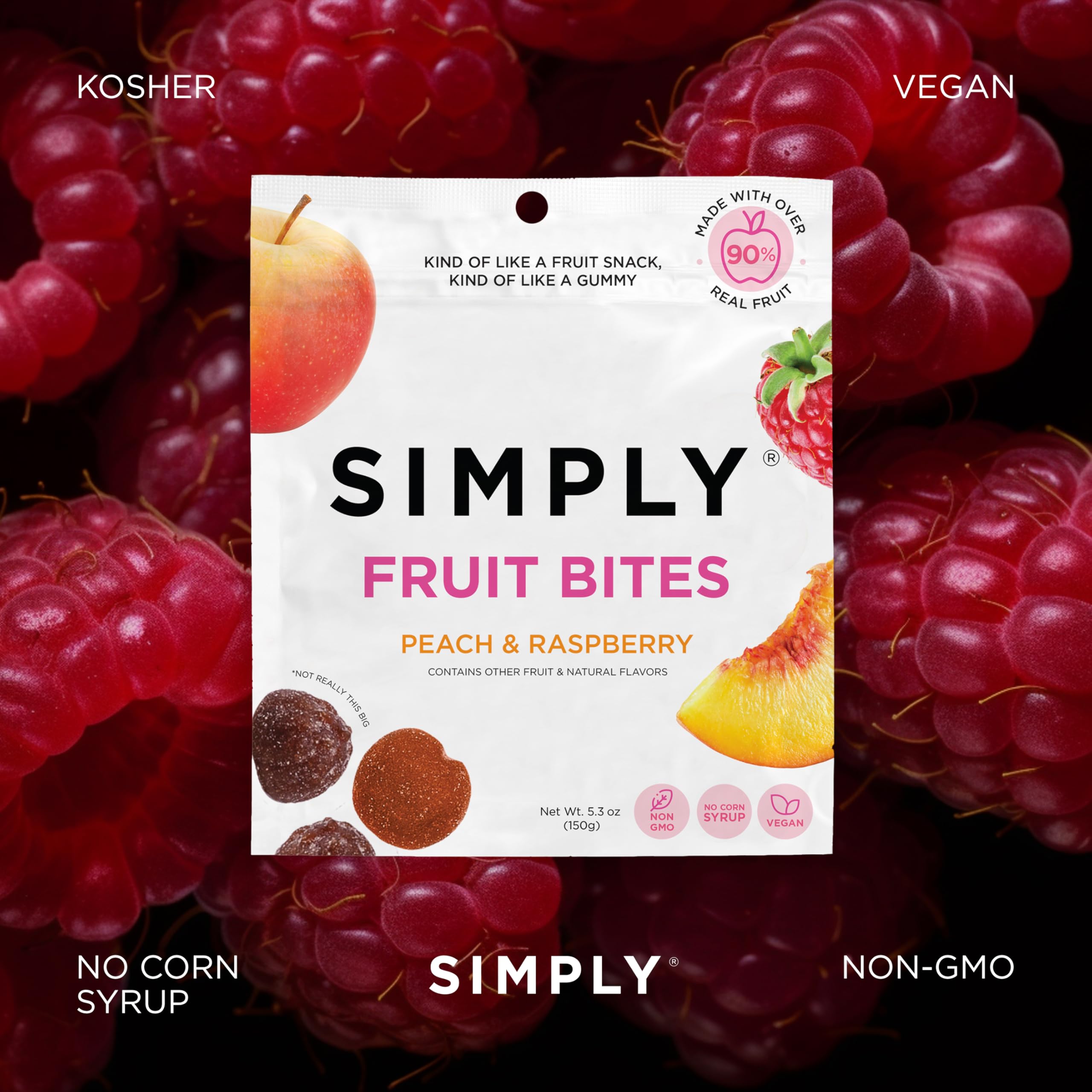 SIMPLY Fruit Bites unwrapped chews close-up, showing soft texture and real fruit content