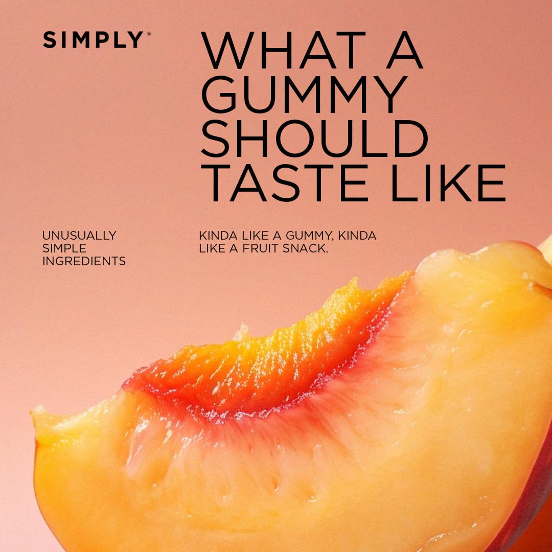 SIMPLY Fruit Bites ingredient list display with fruits, emphasizing over 90% real fruit