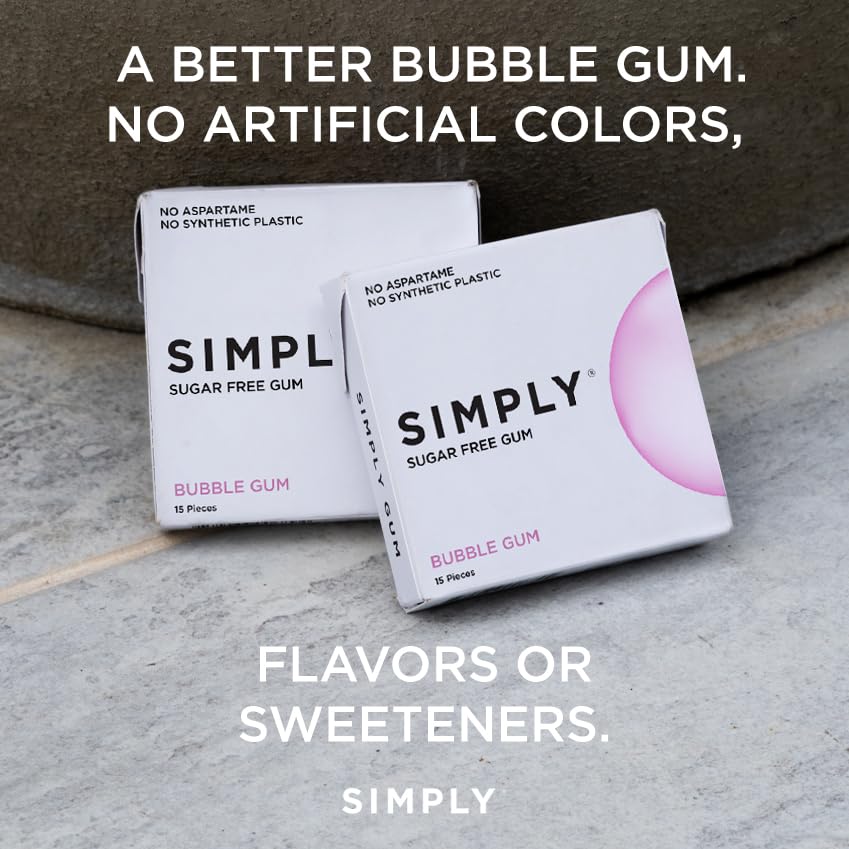 SIMPLY Gum jar in kitchen emphasizing everyday accessibility and natural flavor benefit