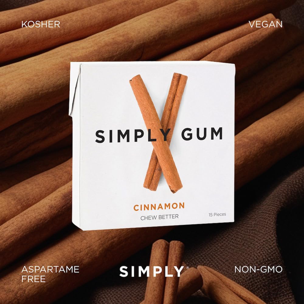 SIMPLY Gum ingredients label displaying simple, pronounceable components
