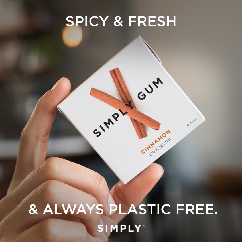 SIMPLY Gum next to hands for scale illustrating pack portability