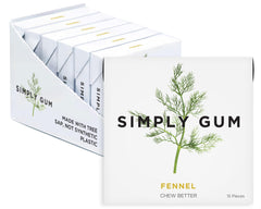 Simply Gum fennel front packaging showing natural branding and benefits