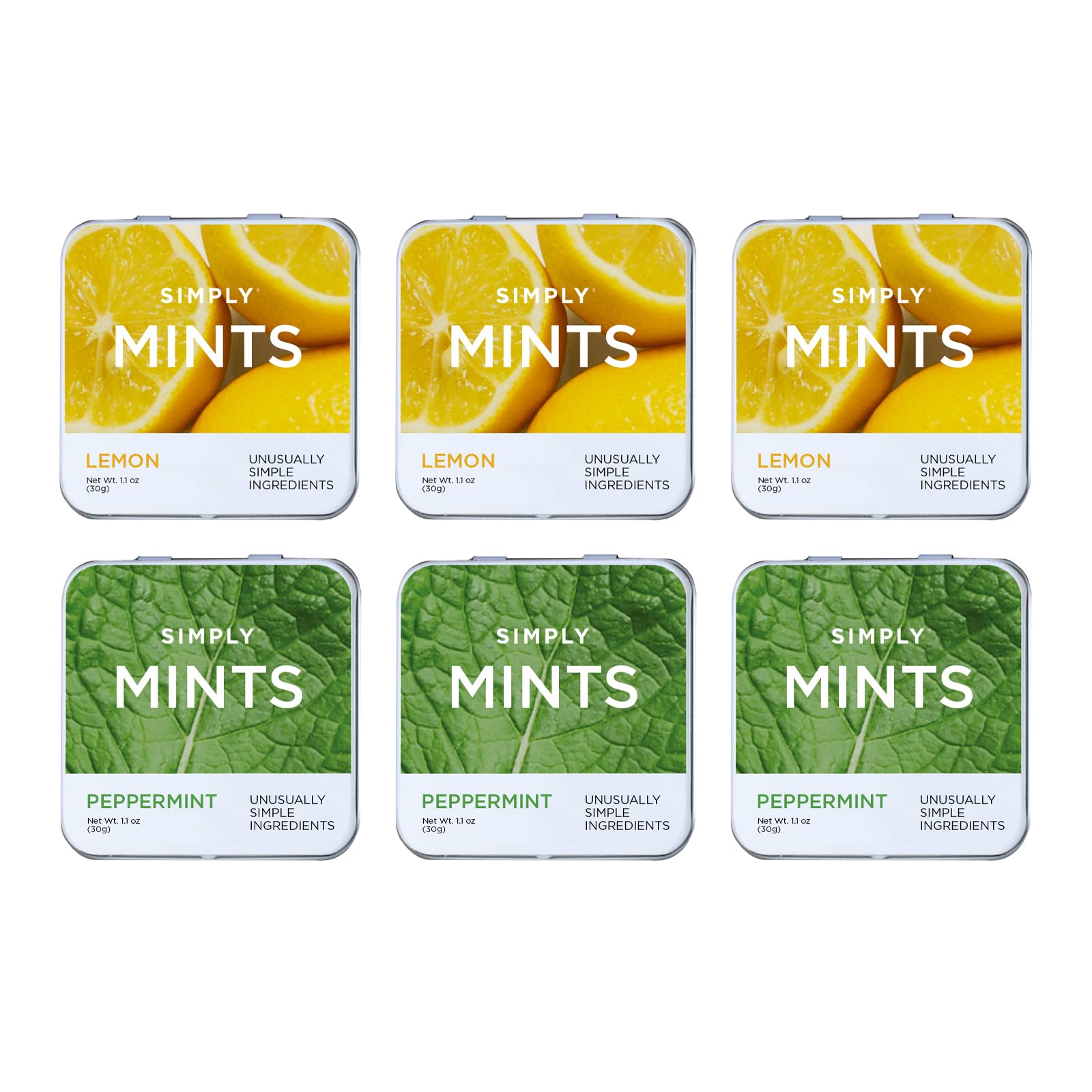 Simply Gum front packaging showing lemon and peppermint variety pack and clear labeling for convenience