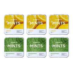 Simply Gum front packaging showing lemon and peppermint variety pack and clear labeling for convenience