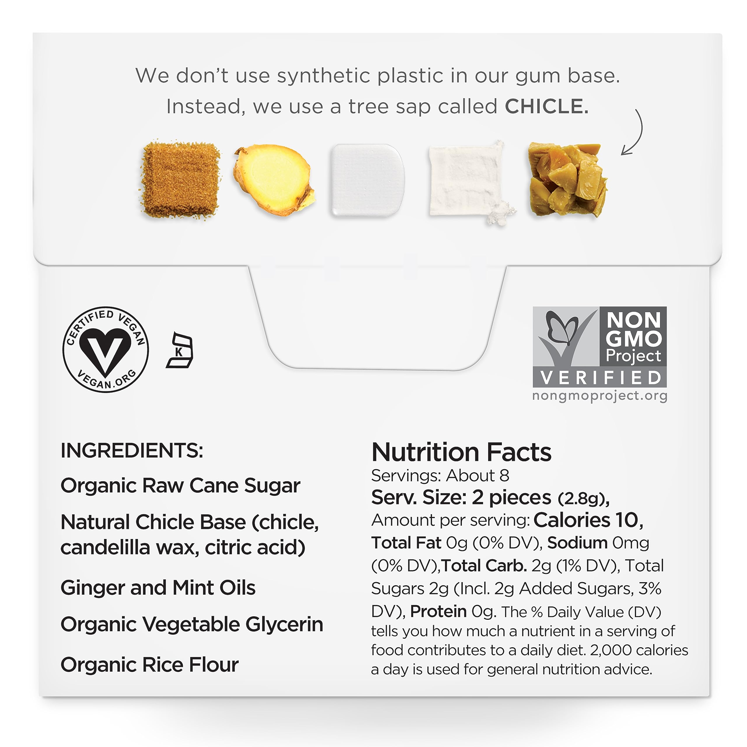 Simply Gum ginger opened pack revealing individually wrapped pieces for convenience