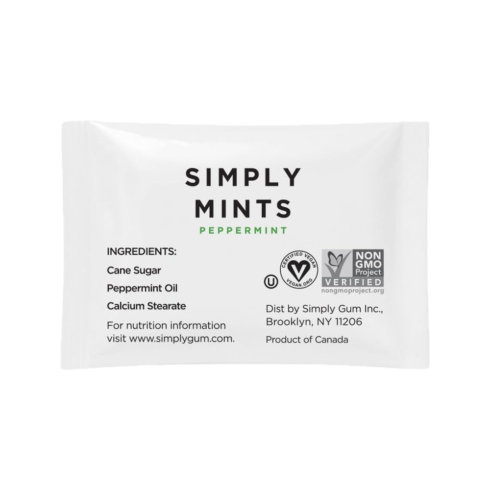 Simply Gum packets arranged in favor box at a wedding highlighting guest-ready presentation