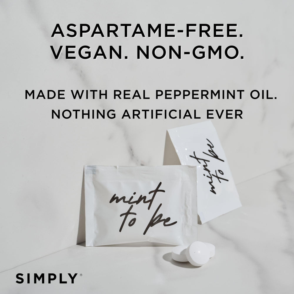 Simply Gum open packet revealing two mints, convenient duo portion for guests