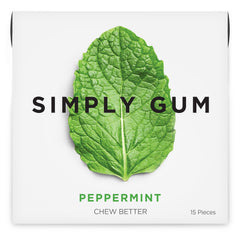 Simply Gum individually wrapped peppermint pieces arranged for freshness and portability