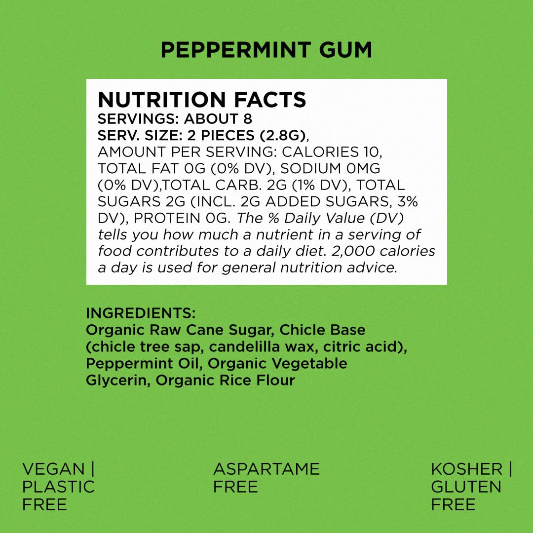 Texture detail of Simply Gum peppermint piece highlighting natural chicle chew