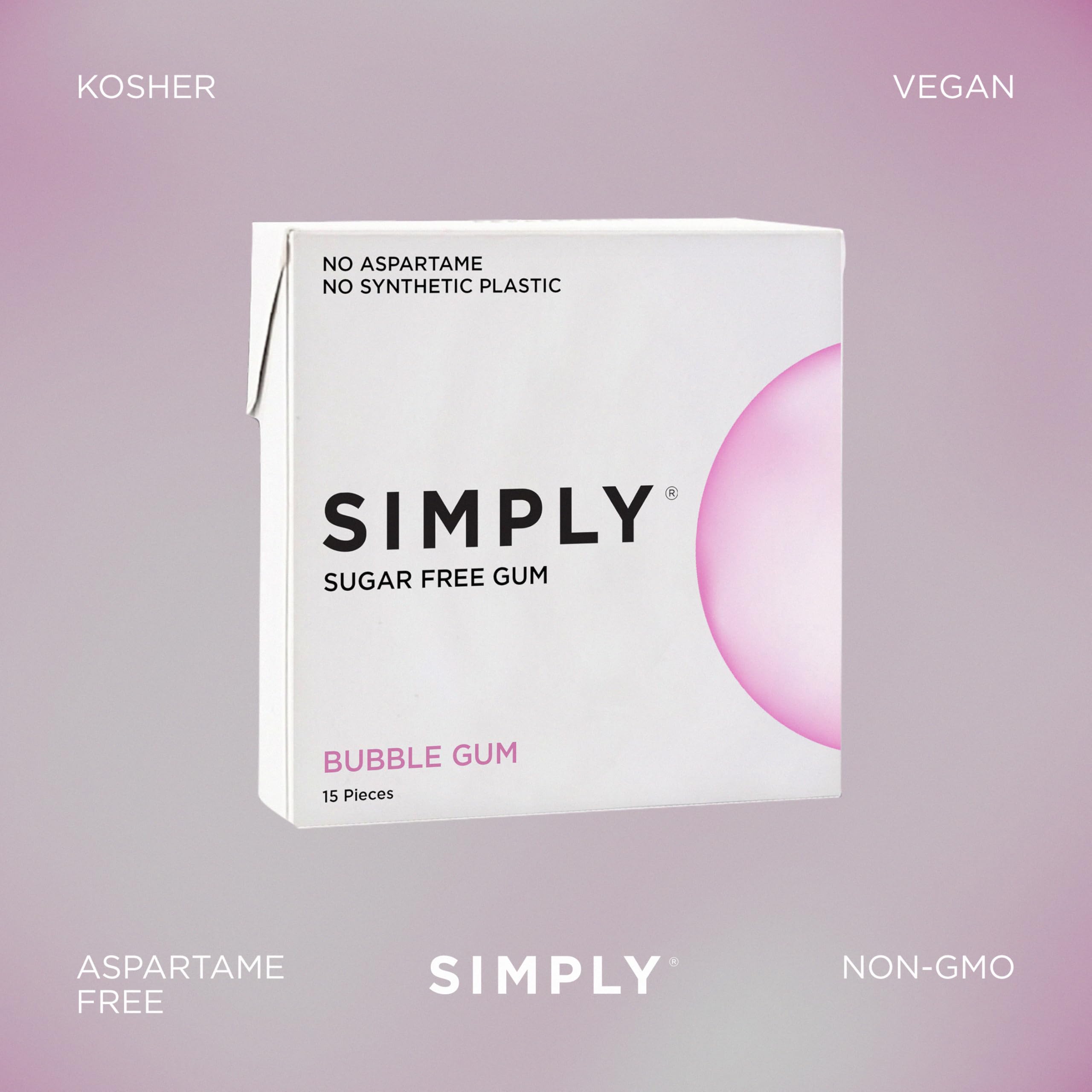 SIMPLY Gum pieces spread on table illustrating portion size and easy sharing