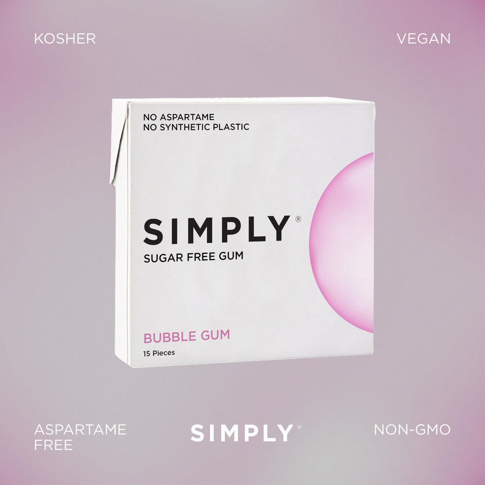 SIMPLY Gum pieces spread on table illustrating portion size and easy sharing