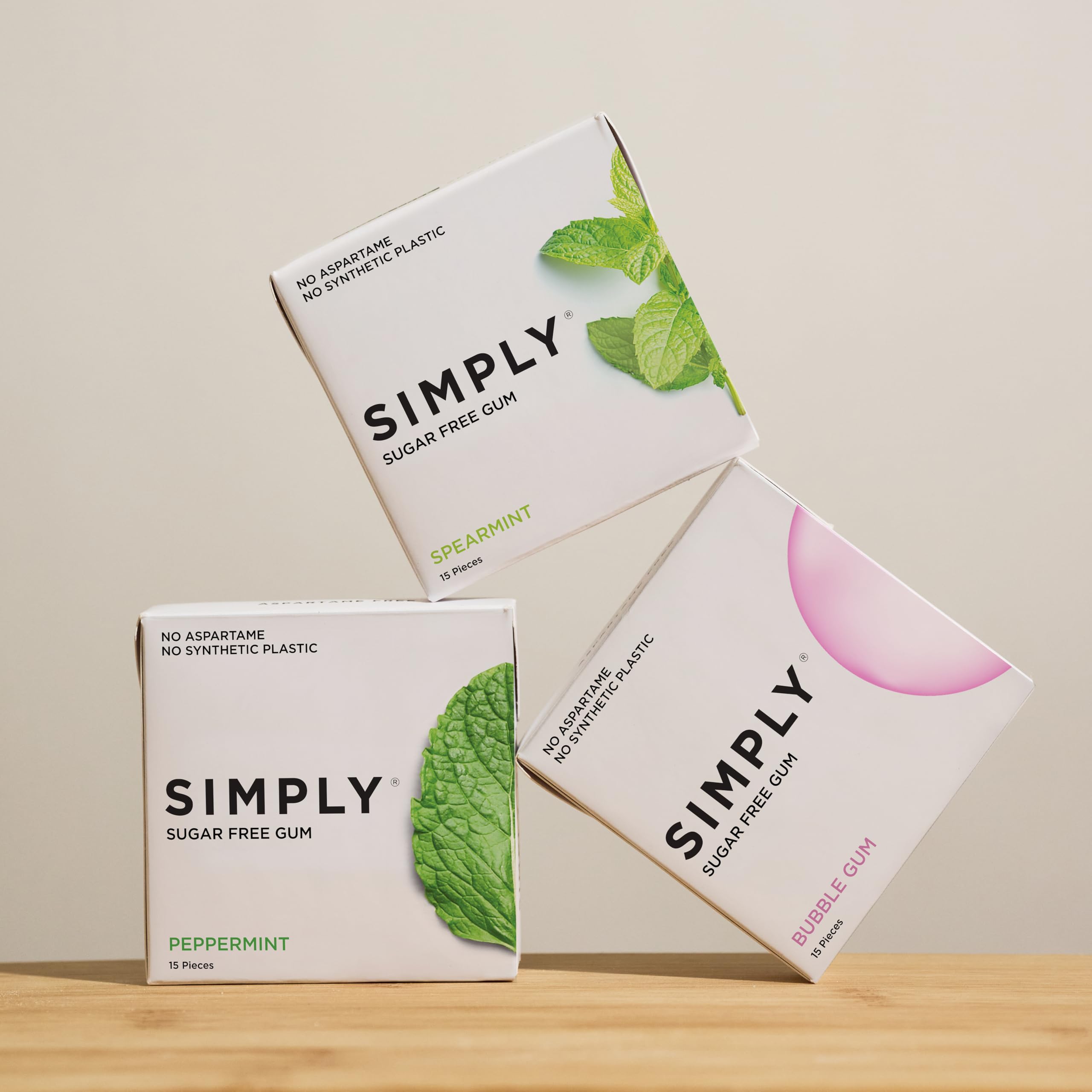 Close-up of Simply Gum texture highlighting natural chicle base and better mouthfeel