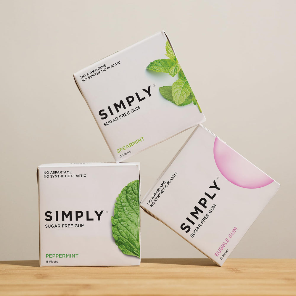 Close-up of Simply Gum texture highlighting natural chicle base and better mouthfeel