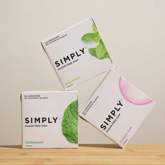 Close-up of Simply Gum texture highlighting natural chicle base and better mouthfeel
