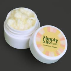 Simply Life Probiotics front packaging showing live kefir grains and product details benefits freshness