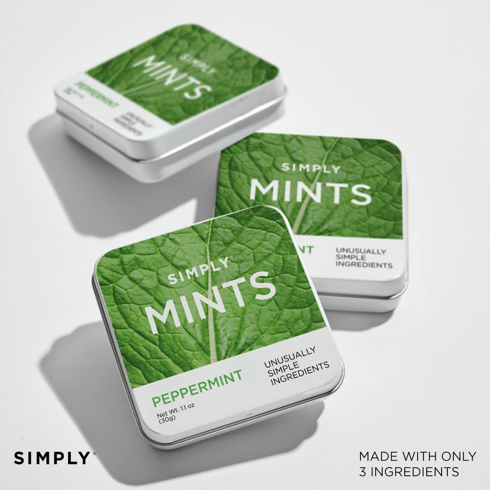 Simply Mints close-up of mint surface showing real peppermint oil freshness