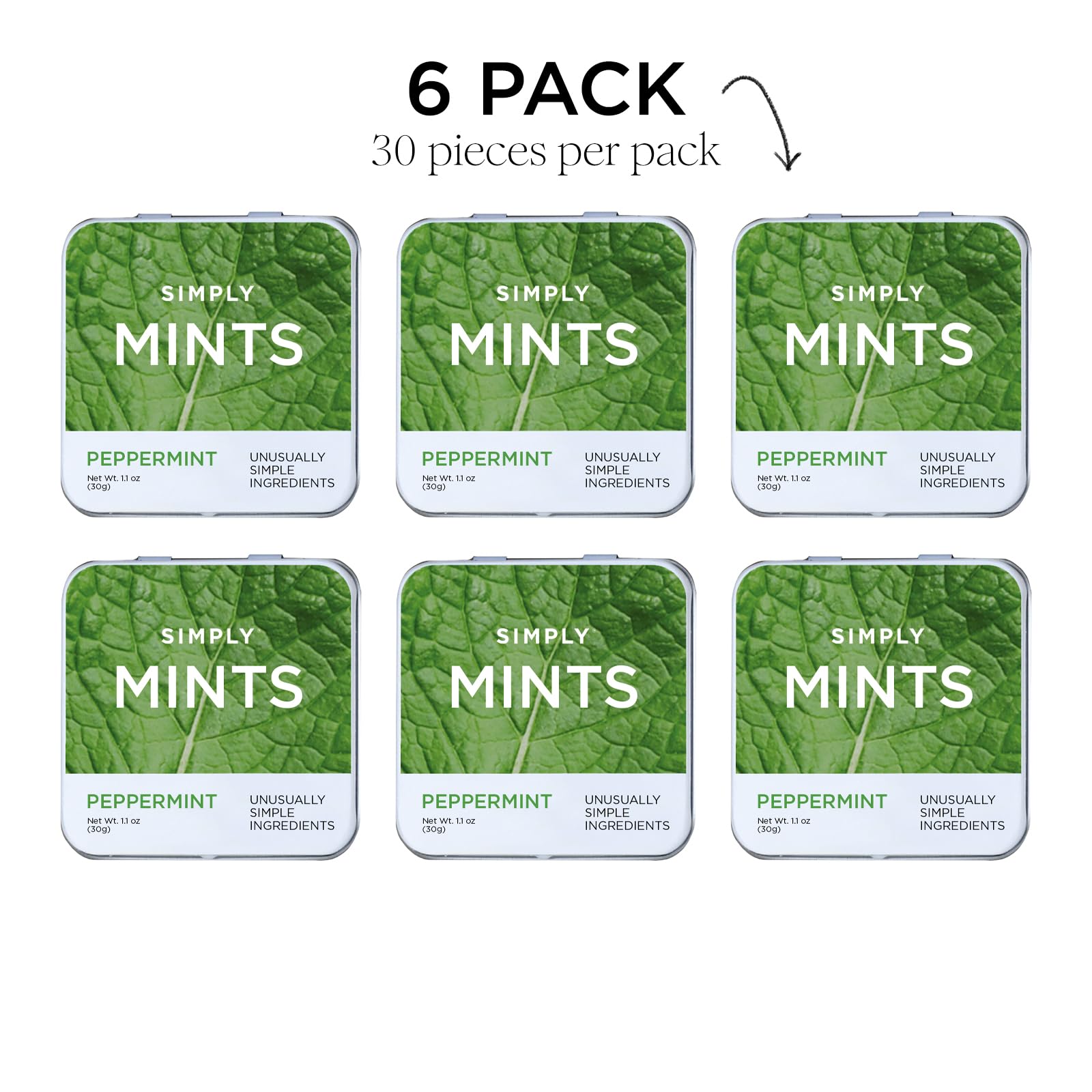 Simply Mints open tin with mints visible indicating fresh breath on the go