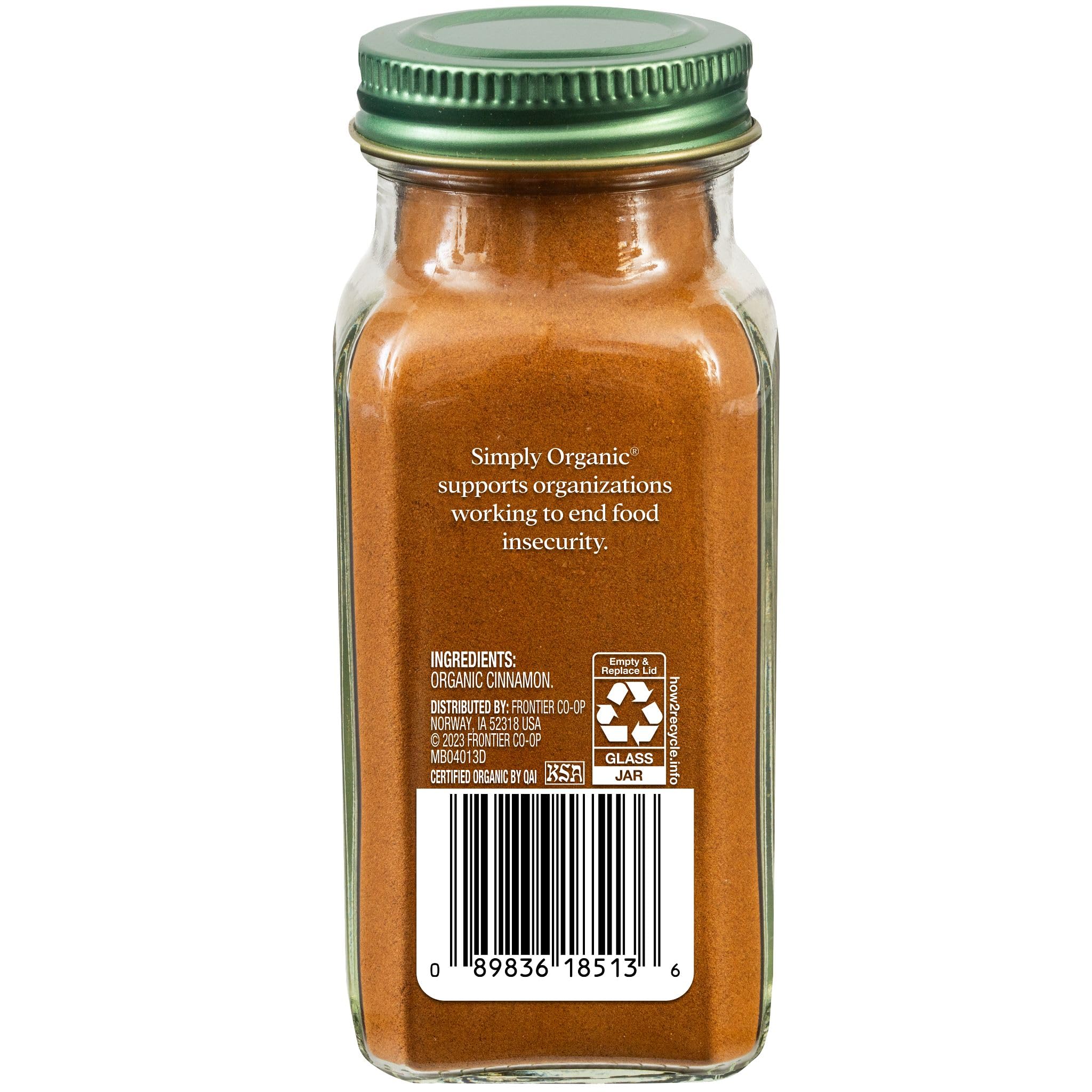 Simply Organic fine ground cinnamon close up showing texture and vibrant color