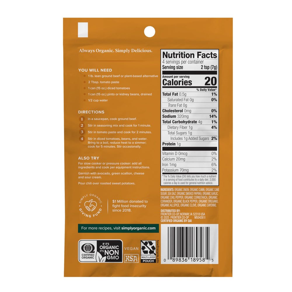 Simply Organic close-up of a single packet texture, highlighting convenience benefit