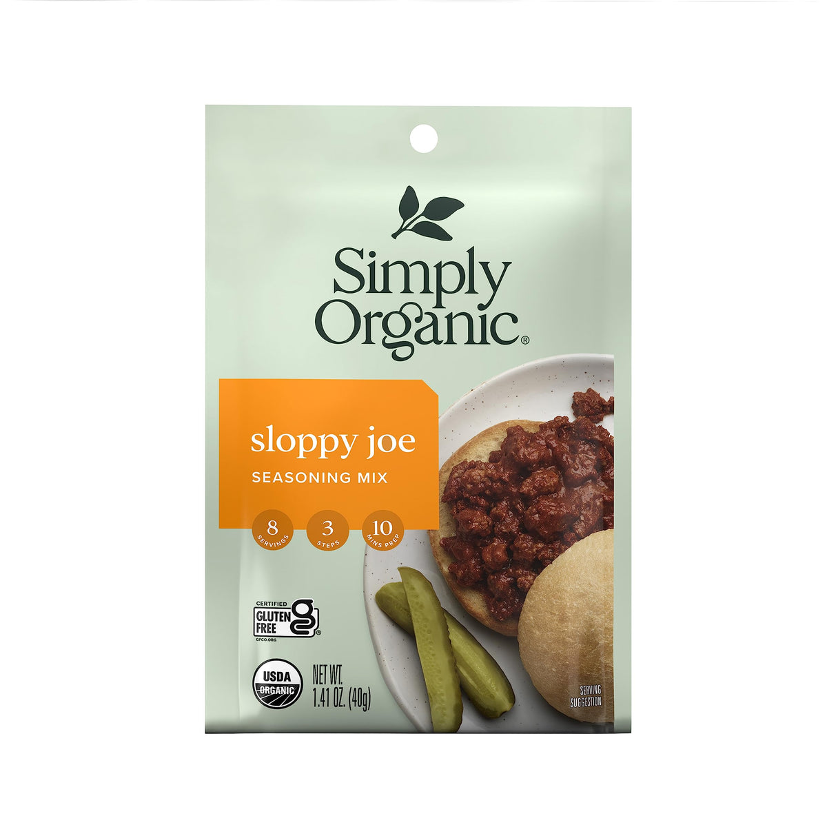 Simply Organic front pouch view showing package branding and certifications for quick identification