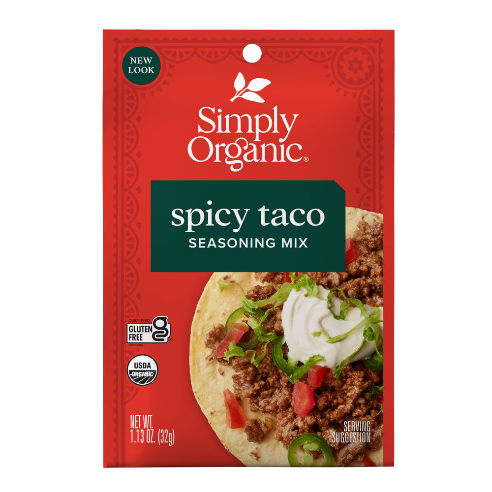 Simply Organic front packet shot showing bold label and organic badge for pantry benefit