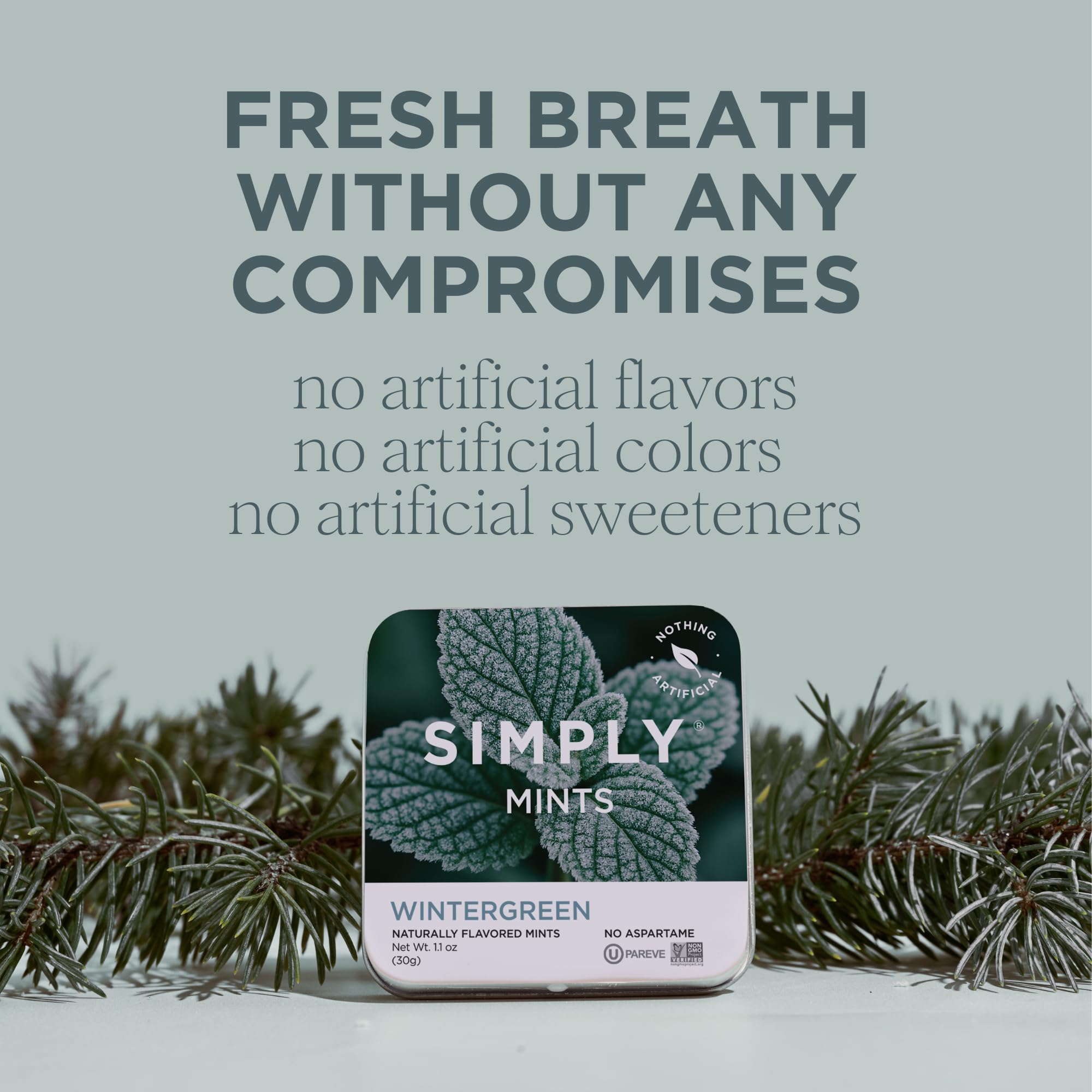 Simply brand open tin with visible mints for easy access
