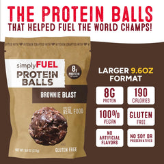 simplyFUEL close-up of brownie blast protein ball texture highlighting whole-food ingredients
