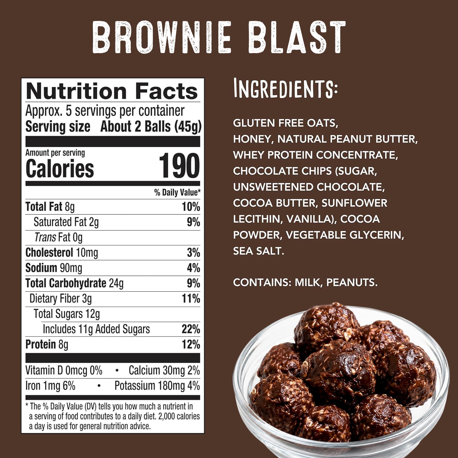 simplyFUEL brownie blast balls arranged on a plate for portion guidance and appeal