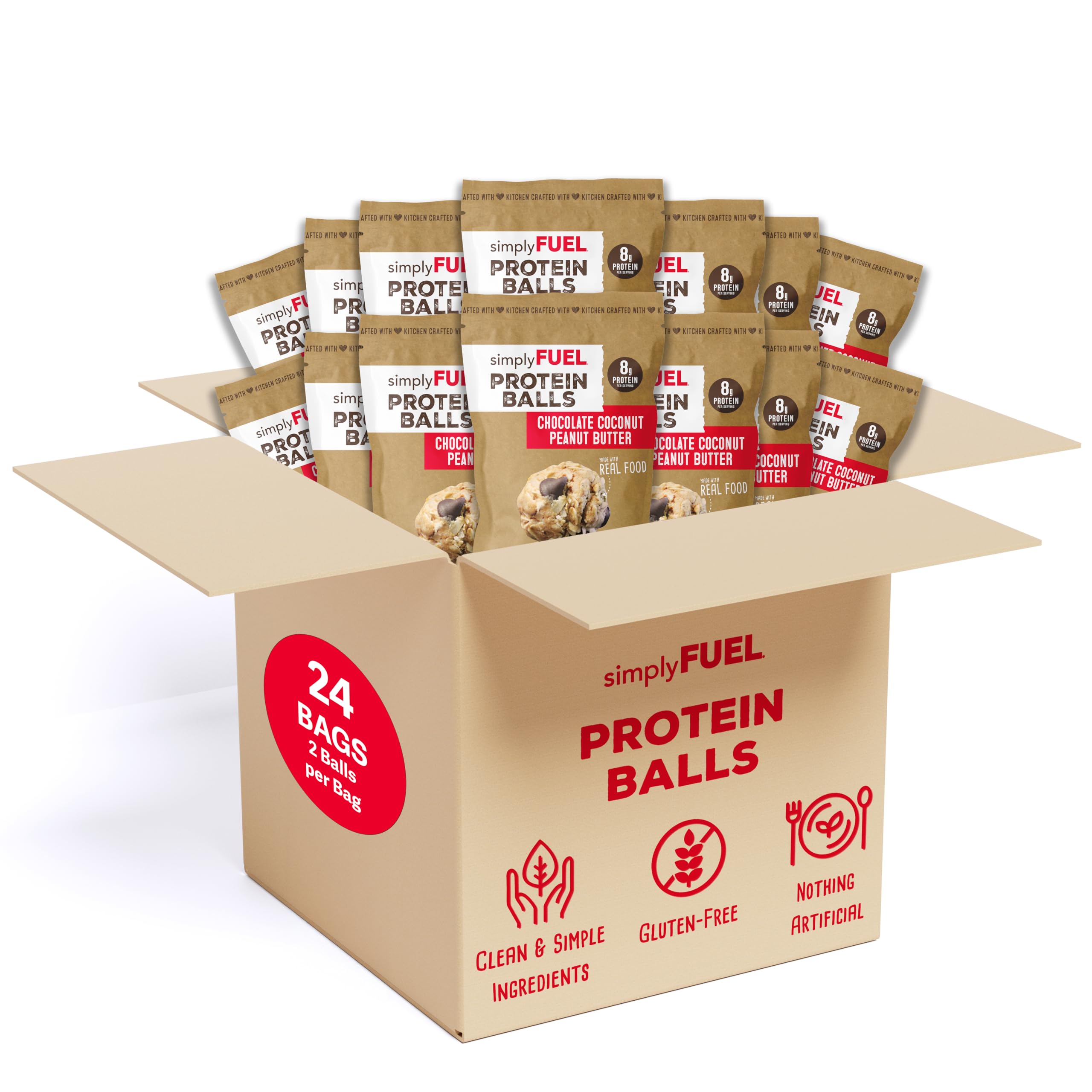simplyFUEL front packaging showing resealable pouch and 24-count convenience