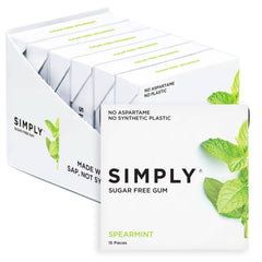Simply Gum front packaging showing spearmint packs and clear ingredient labels