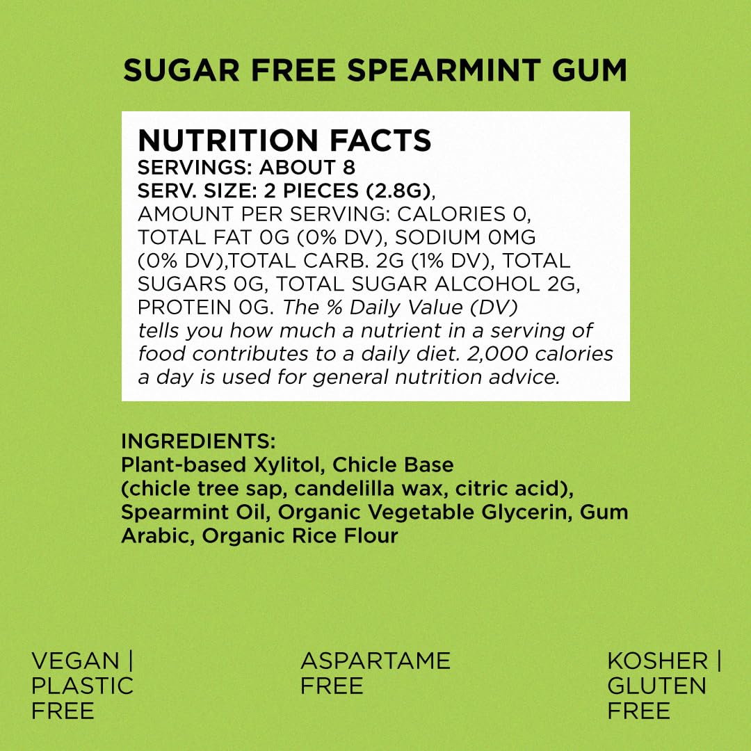 Simply Gum next to a hand for scale showing pocket-friendly size advantage