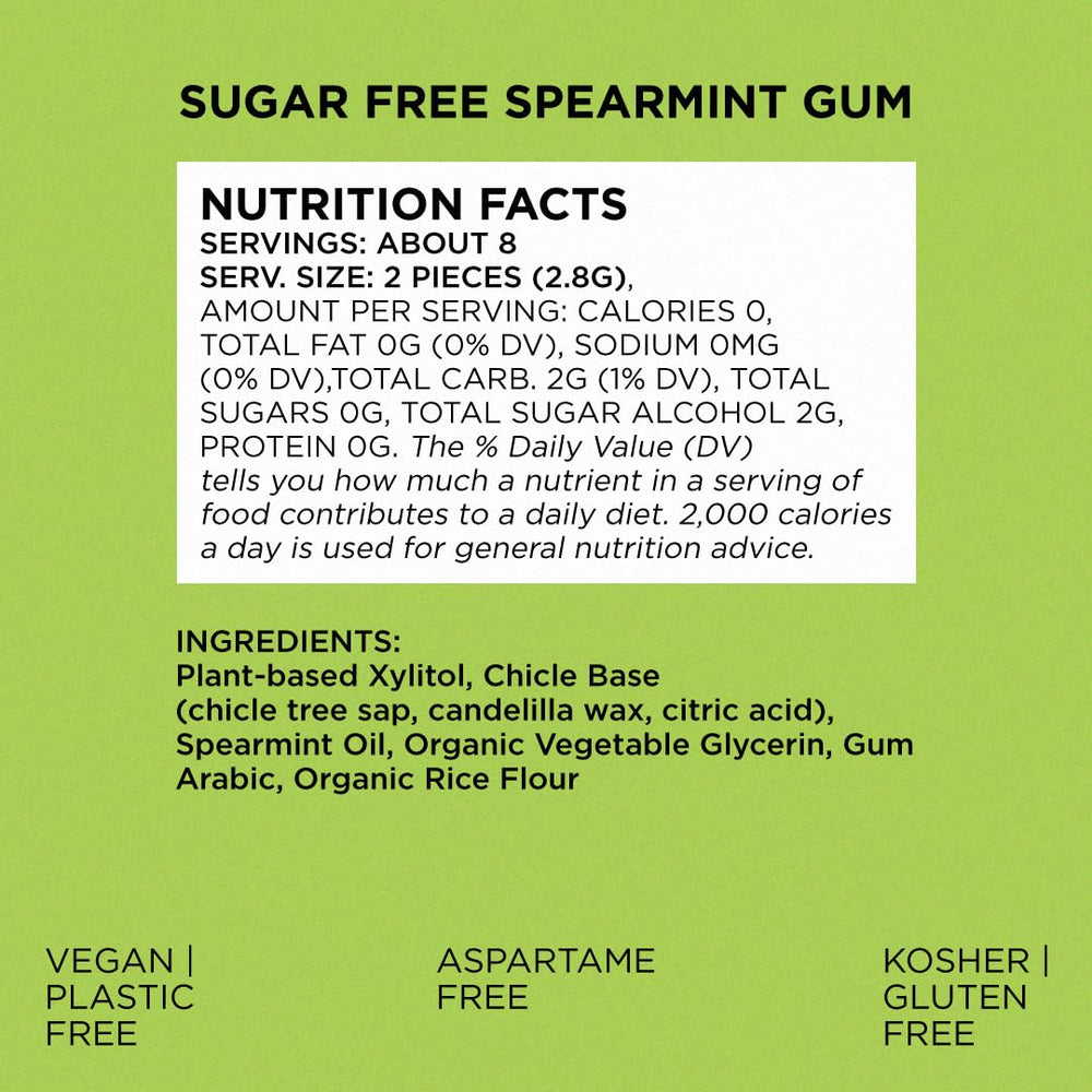 Simply Gum next to a hand for scale showing pocket-friendly size advantage