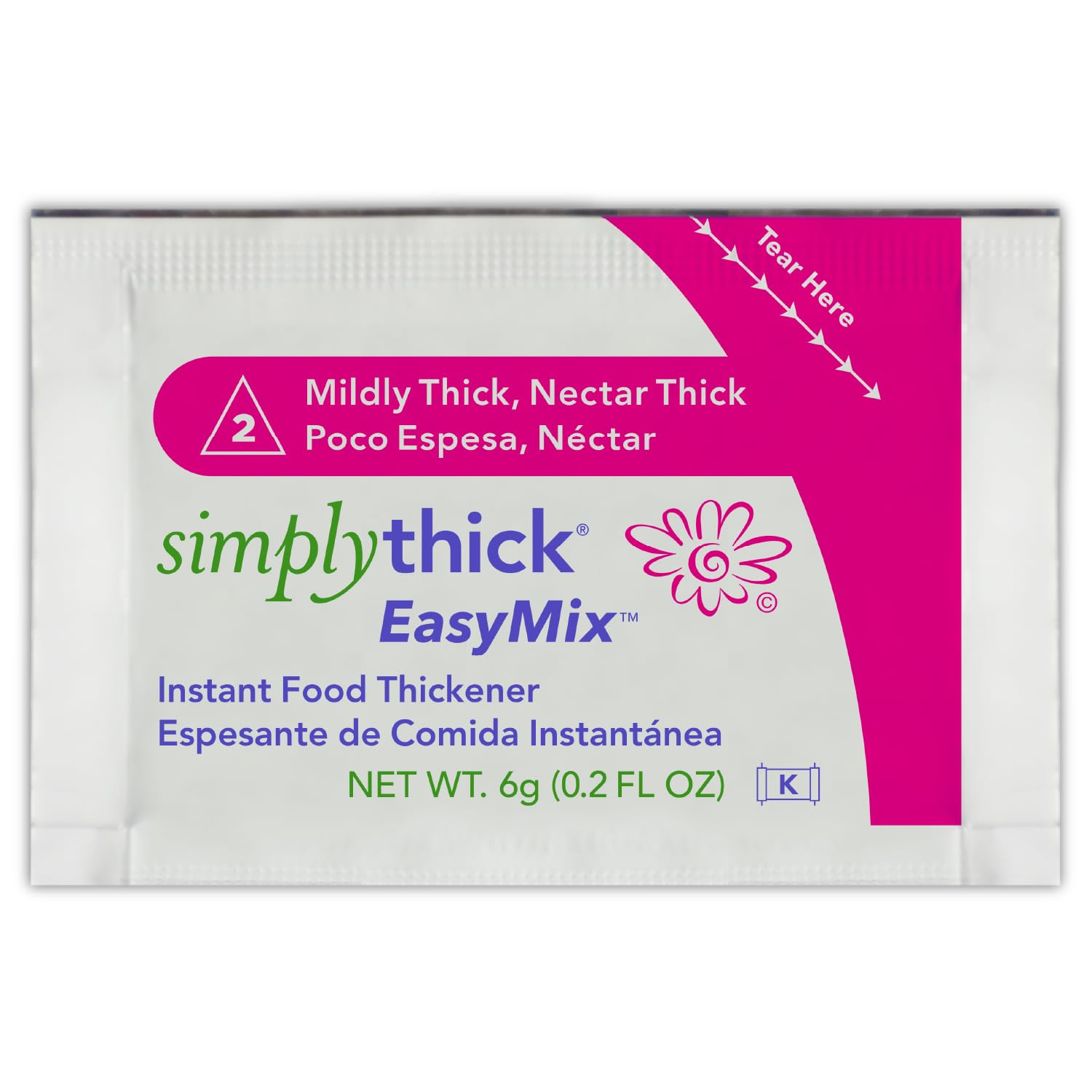 SimplyThick single 6g packet close-up for quick, hygienic portions