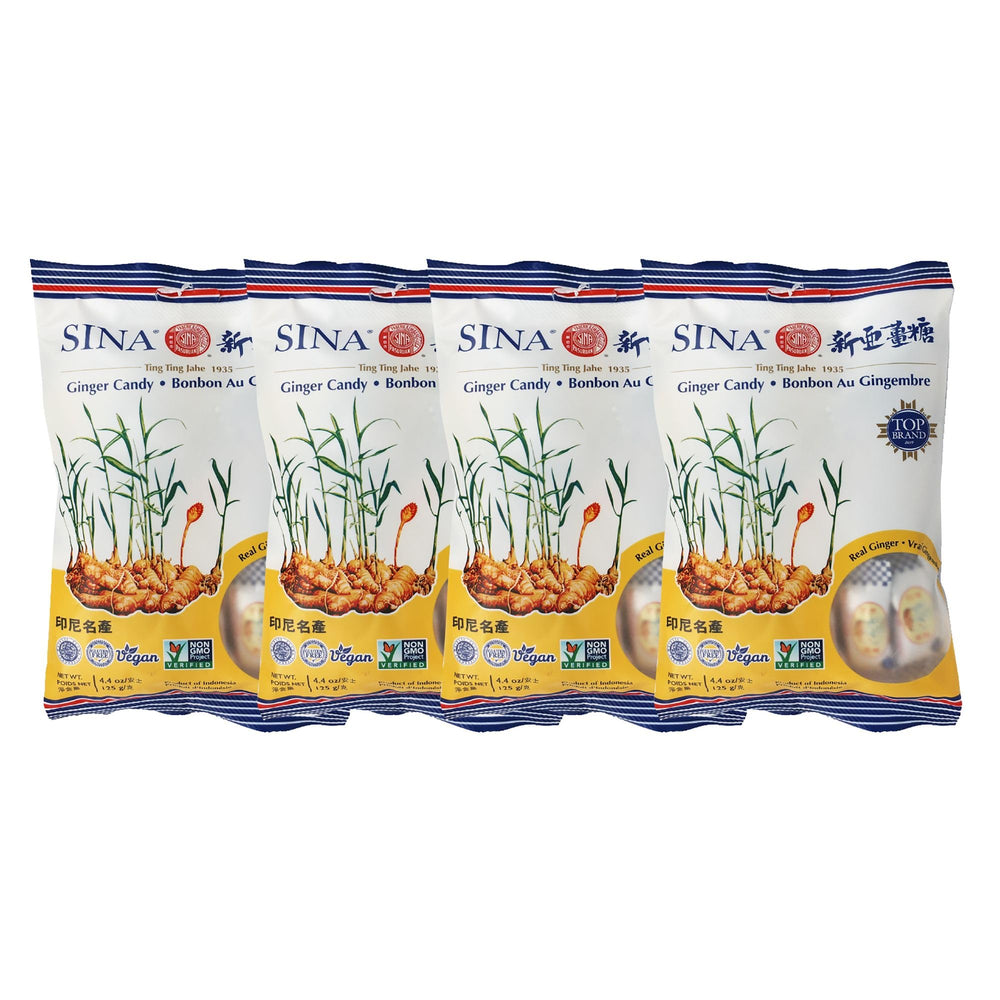 Sina front packaging showing four bags and product identity benefits