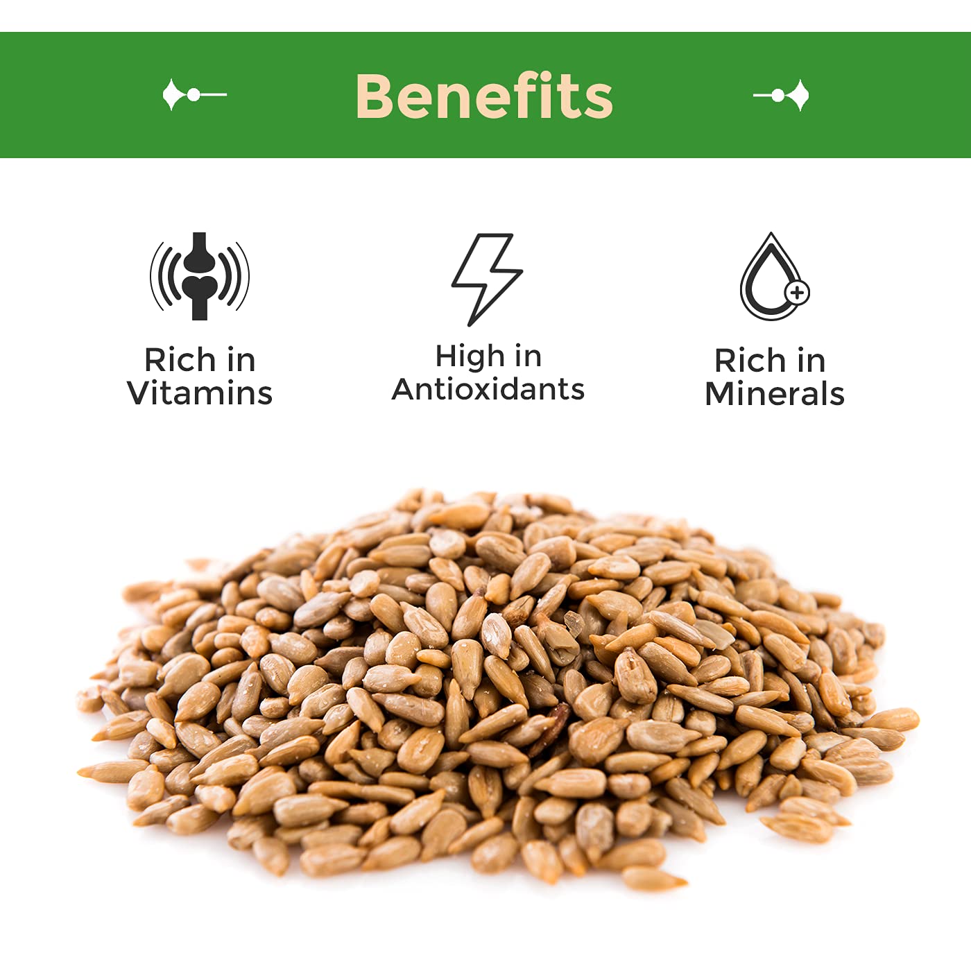 Close-up of Sincerely Nuts sunflower kernels highlighting roasted texture and crisp crunch