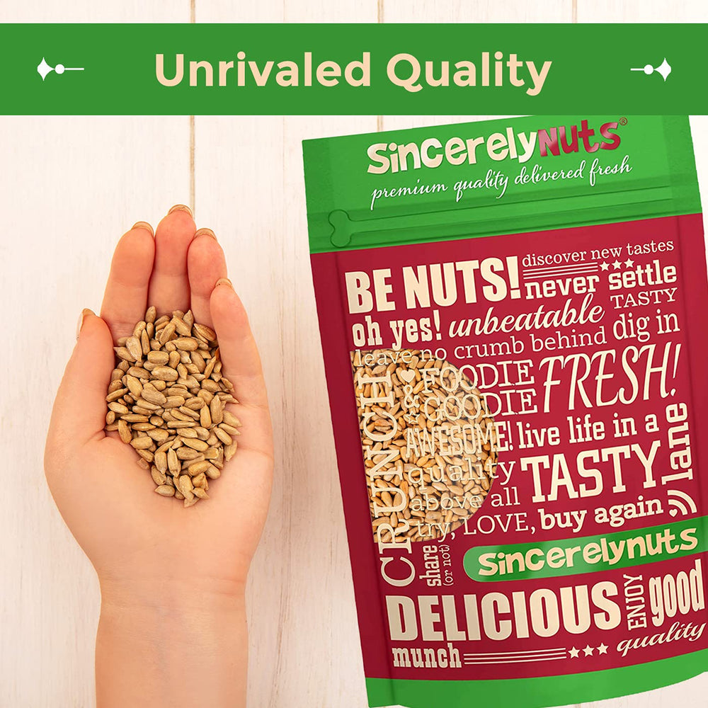 Comparison of Sincerely Nuts 2 lb bag beside a measuring cup demonstrating quantity and value