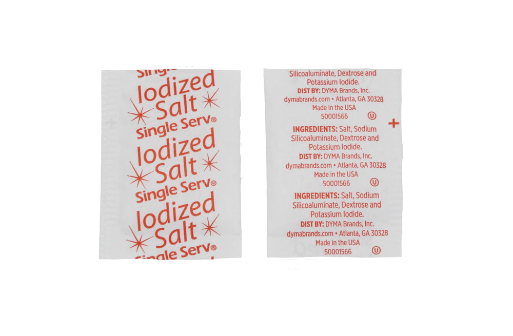 Single Serv front box showing 3000 salt packets and clear branding, convenient storage