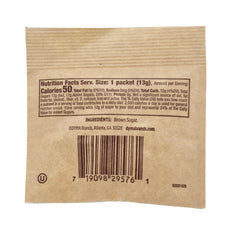 Single Serv packet poured into coffee, quick sweetening convenience