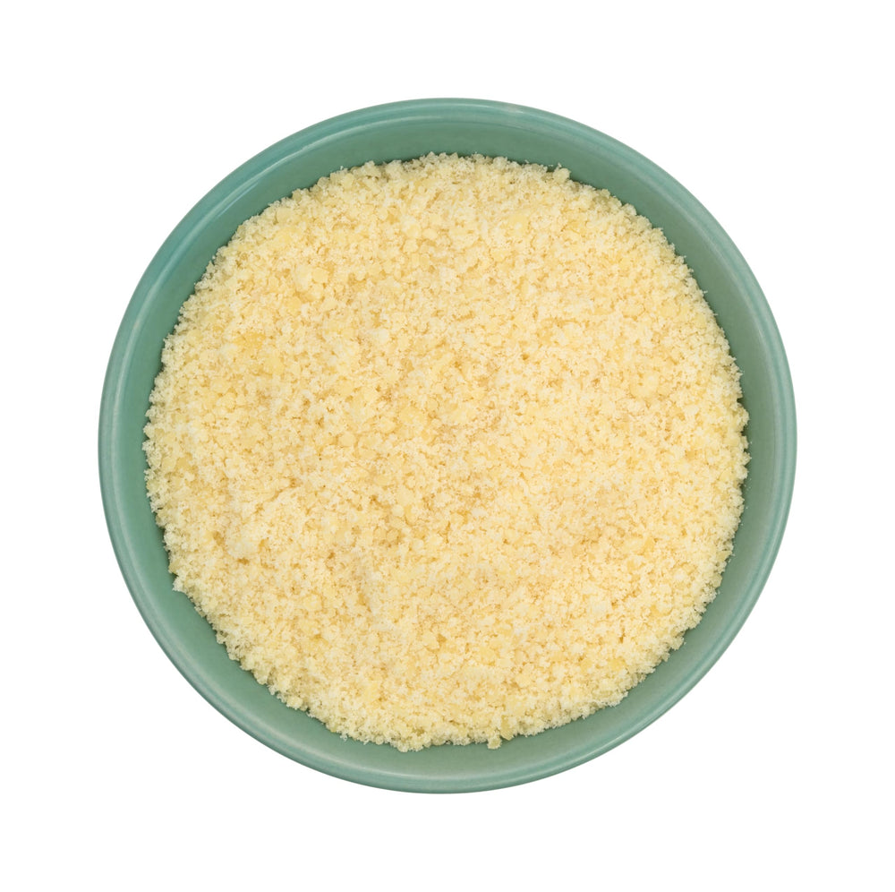 Single Serv Parmesan sprinkled on pizza enhancing flavor and presentation