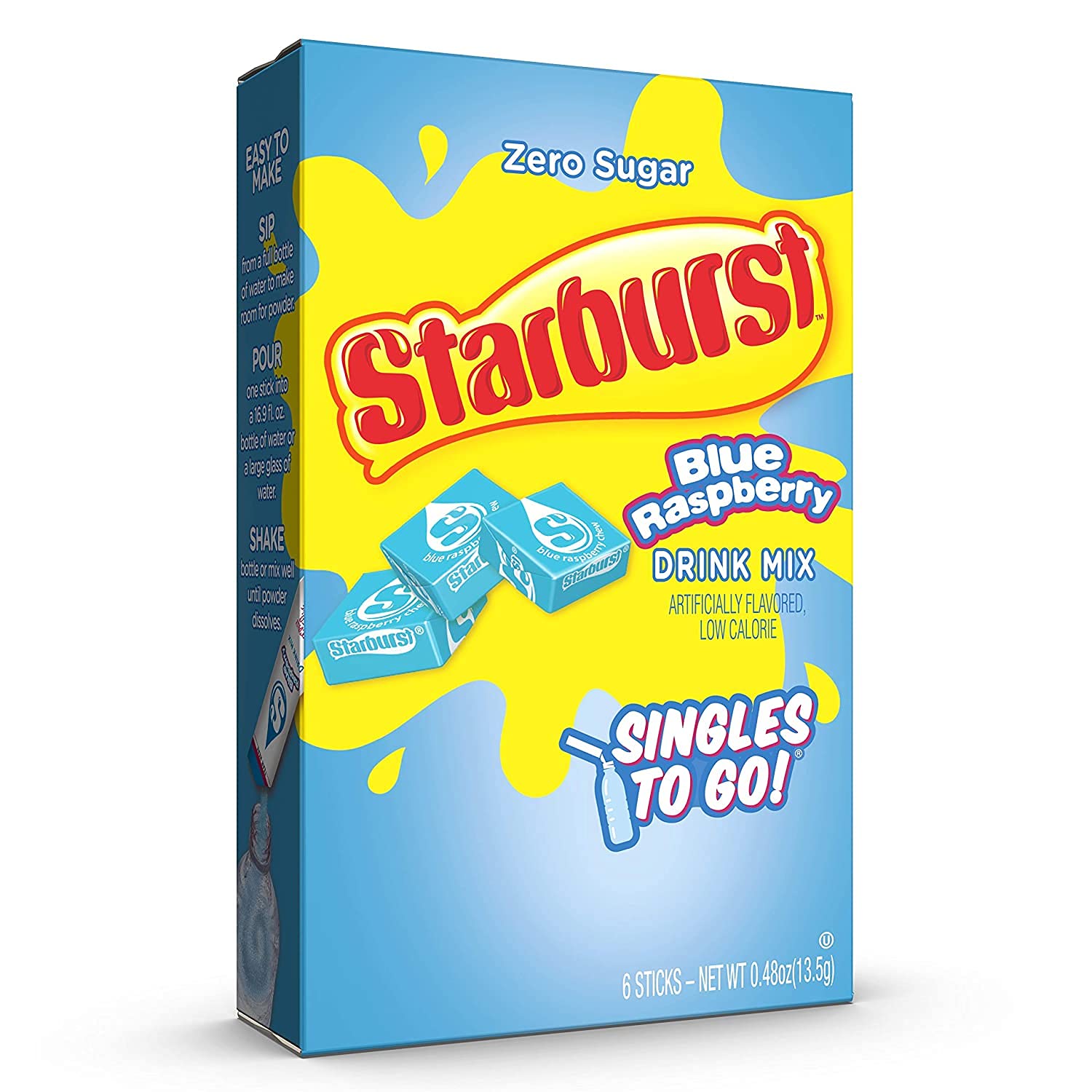 SINGLES TO GO! stick being poured into bottle showing convenient single-serve mixing benefit
