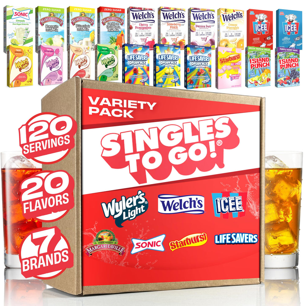 SINGLES TO GO! front packaging showing box and variety for easy selection