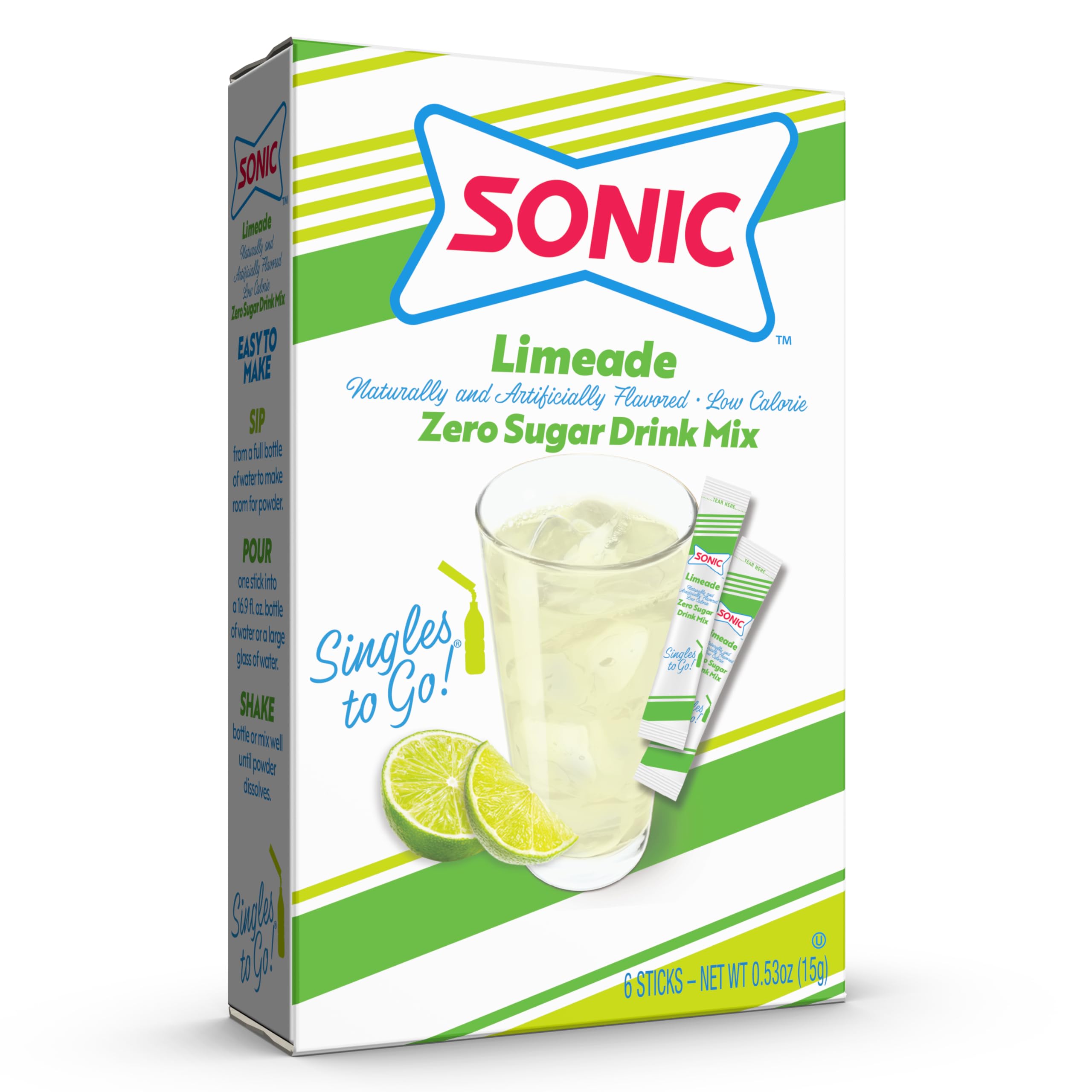 SINGLES TO GO! Sonic Limeade single packet close-up highlighting easy-tear design and portion control
