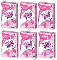 SINGLES TO GO! Wyler's front box showing six cotton candy flavor boxes, convenient storage