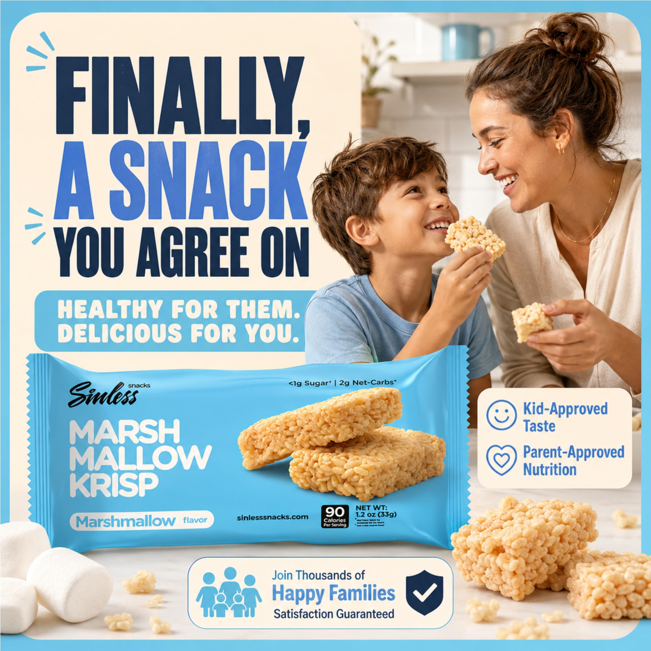Krisp bar served on plate as a satisfying low-calorie treat option