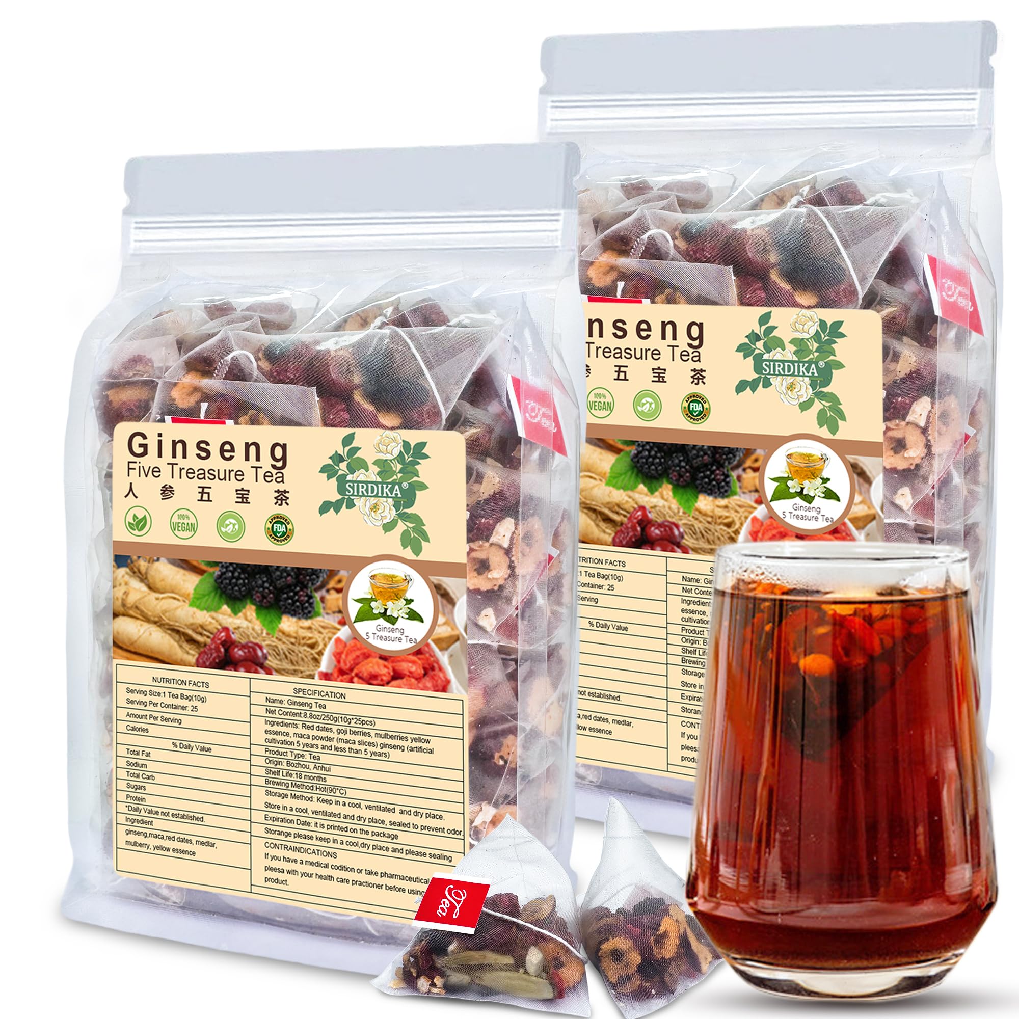 SIRDIKA front packaging showing tea boxes and product name benefits